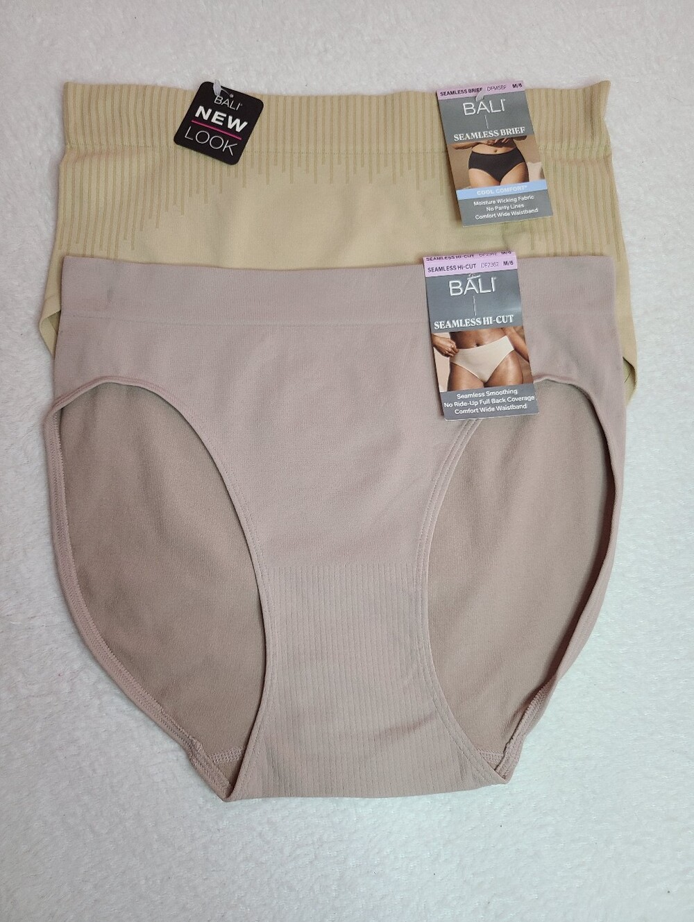 2pk BALI Cool Comfort Seamless Smooth Nylon Panties Size M